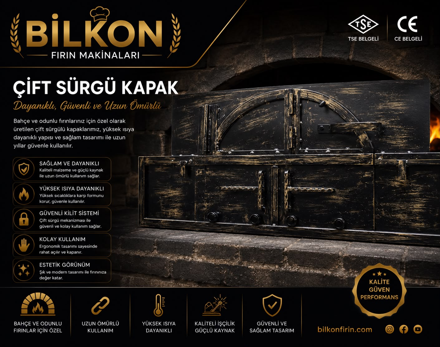 ÇİFT SÜRGÜ FIRIN KAPAĞI